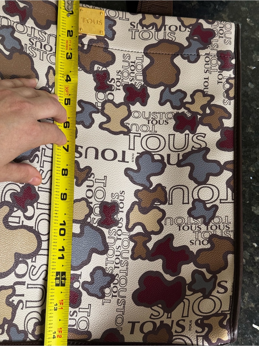 TOUS Beige Tote with Brown Handles and Multicolor Floral Motif - Picture 9 of 16